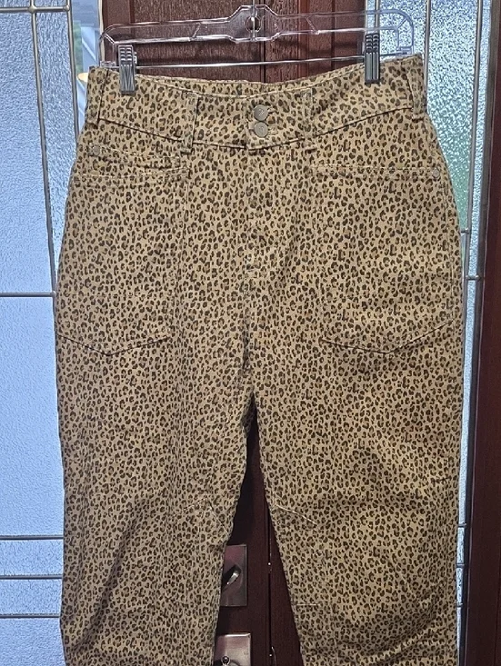 Anthropologie Beige Leopard Print Straight Jeans - Picture 2 of 8